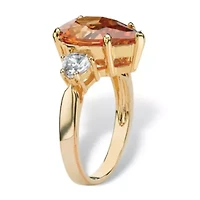 6.41 TCW Pear-Cut Champagne Cubic Zirconia Ring in Gold-Plated