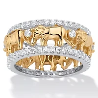1.40 Cttw. 18k Gold-Plated Cubic Zirconia Two-Tone Elephant Eternity Ring