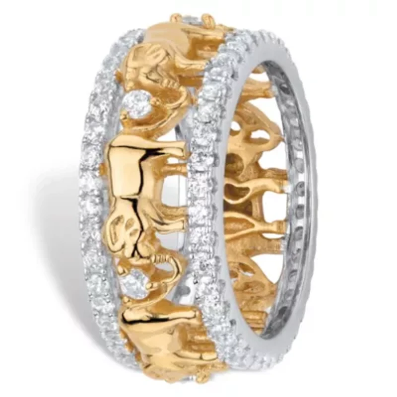 1.40 Cttw. 18k Gold-Plated Cubic Zirconia Two-Tone Elephant Eternity Ring