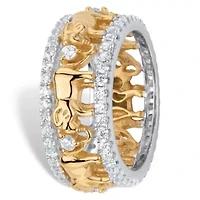 1.40 Cttw. 18k Gold-Plated Cubic Zirconia Two-Tone Elephant Eternity Ring