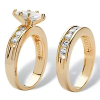 1.78 TCW Marquise-Cut Cubic Zirconia Bridal Set Gold-Plated