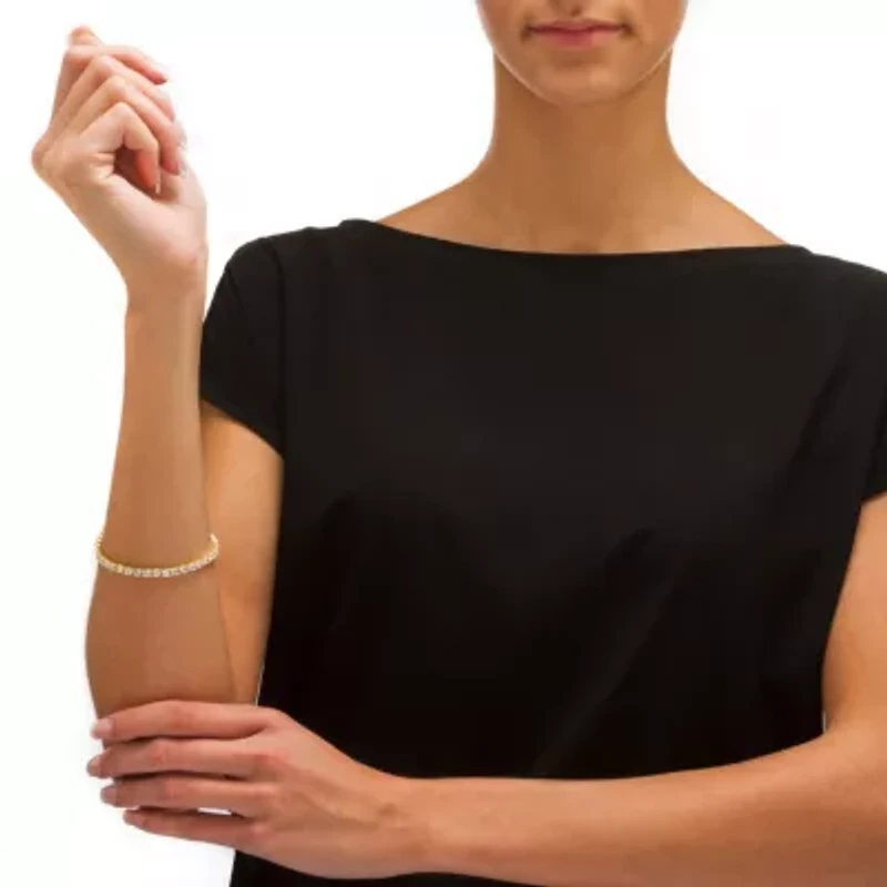 10.75 TCW Round Cubic Zirconia Platinum-Plated Tennis Bracelet 7.5"