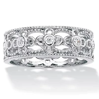 .25 Cttw Round .925 Sterling Silver Cubic Zirconia Filigree Band