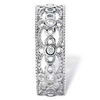 .25 Cttw Round .925 Sterling Silver Cubic Zirconia Filigree Band