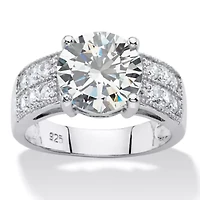 4.40 TCW Round Cubic Zirconia Platinum-plated Silver Bridal Engagement Ring