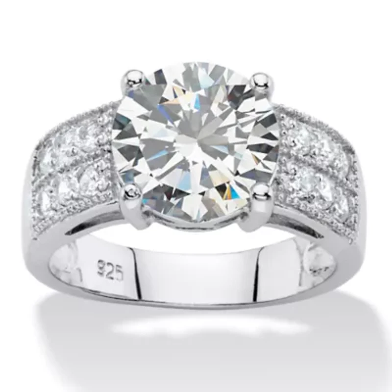 4.40 TCW Round Cubic Zirconia Platinum-plated Silver Bridal Engagement Ring