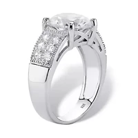 4.40 TCW Round Cubic Zirconia Platinum-plated Silver Bridal Engagement Ring