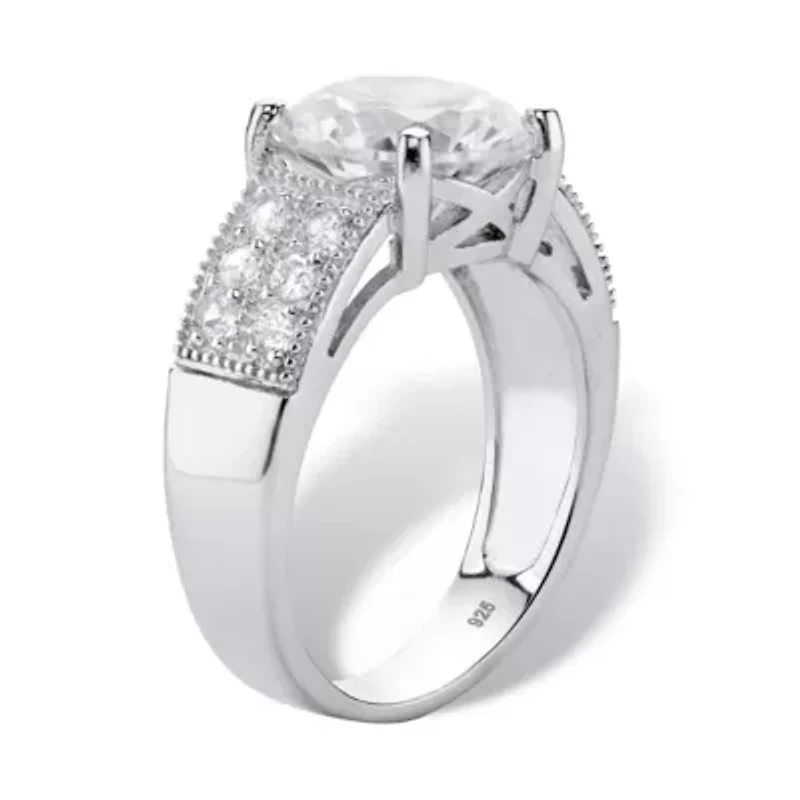 4.40 TCW Round Cubic Zirconia Platinum-plated Silver Bridal Engagement Ring