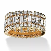 4.80 TCW Emerald-Cut Cubic Zirconia Yellow Gold-Plated Eternity Ring