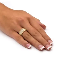 4.80 TCW Emerald-Cut Cubic Zirconia Yellow Gold-Plated Eternity Ring