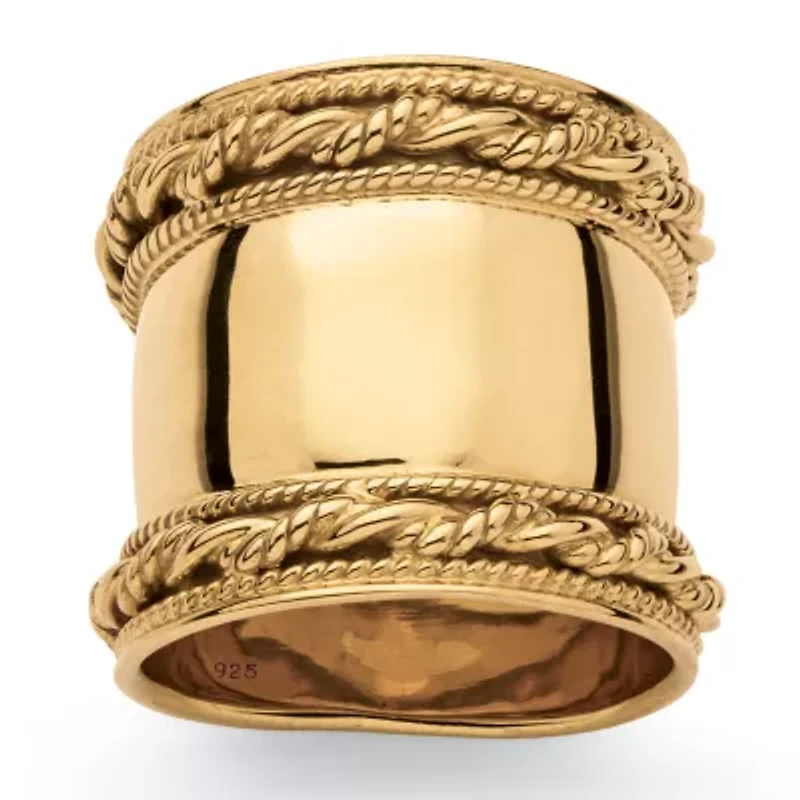 Cigar Band-Style Ring With Rope Detailing 18k Gold-plated Sterling Silver