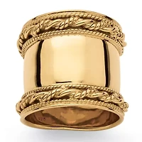 Cigar Band-Style Ring With Rope Detailing 18k Gold-plated Sterling Silver