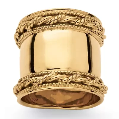 Cigar Band-Style Ring With Rope Detailing 18k Gold-plated Sterling Silver