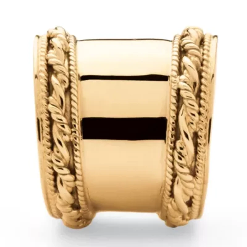 Cigar Band-Style Ring With Rope Detailing 18k Gold-plated Sterling Silver