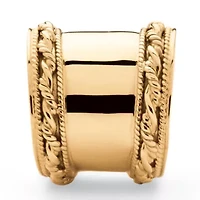 Cigar Band-Style Ring With Rope Detailing 18k Gold-plated Sterling Silver
