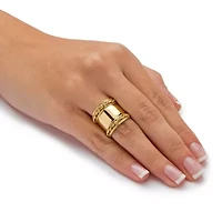 Cigar Band-Style Ring With Rope Detailing 18k Gold-plated Sterling Silver