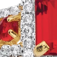 2.54 Cttw. Simulated Red Ruby and Cubic Zirconia 18k Gold-Plated Halo Ring