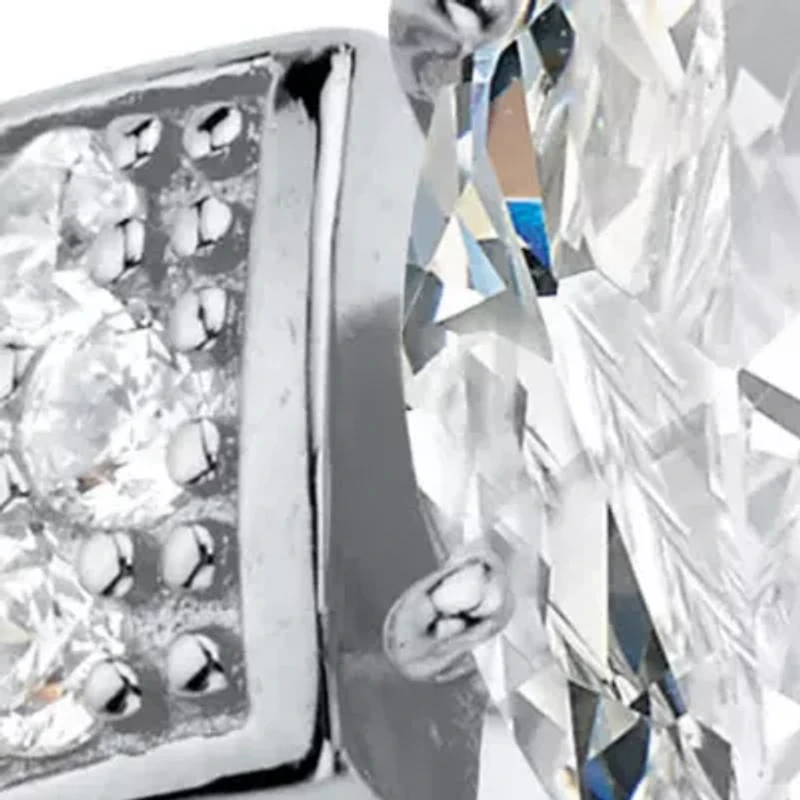 3.02 Cttw. Cubic Zirconia Platinum-plated Silver 2-Piece Bridal Ring Set