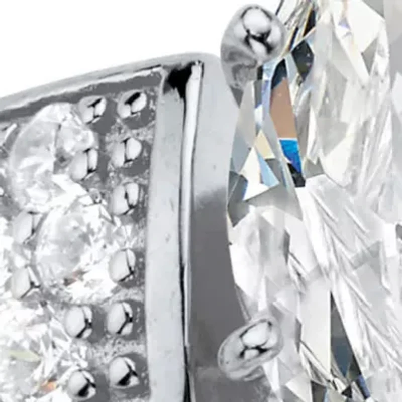 3.02 Cttw. Cubic Zirconia Platinum-plated Silver 2-Piece Bridal Ring Set