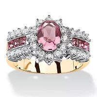 .82 TCW Oval Pink Crystal Gold-Plated Ring