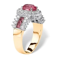 .82 TCW Oval Pink Crystal Gold-Plated Ring