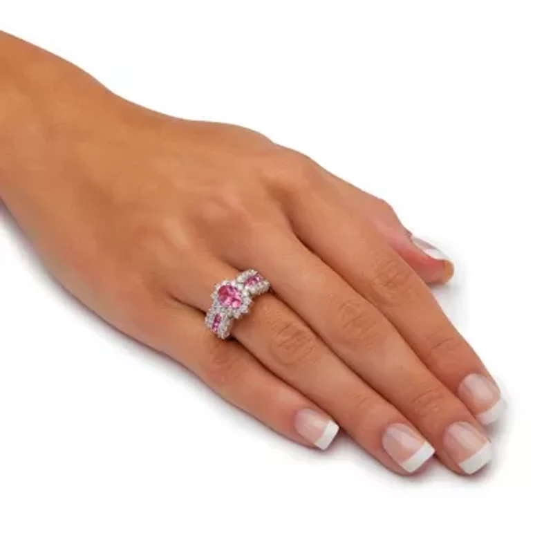 .82 TCW Oval Pink Crystal Gold-Plated Ring