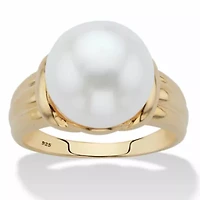 Genuine Freshwater Cultured Pearl 14k Gold-plated Sterling Silver Ring