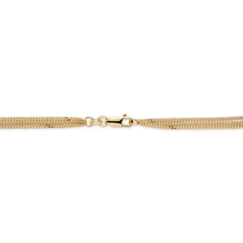 14k Yellow Gold-plated Sterling Silver Open Heart Station Ankle Bracelet 10"