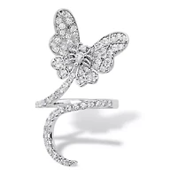 1.07 Cttw. Platinum-Plated Pear-Cut Cubic Zirconia Butterfly Wraparound Ring
