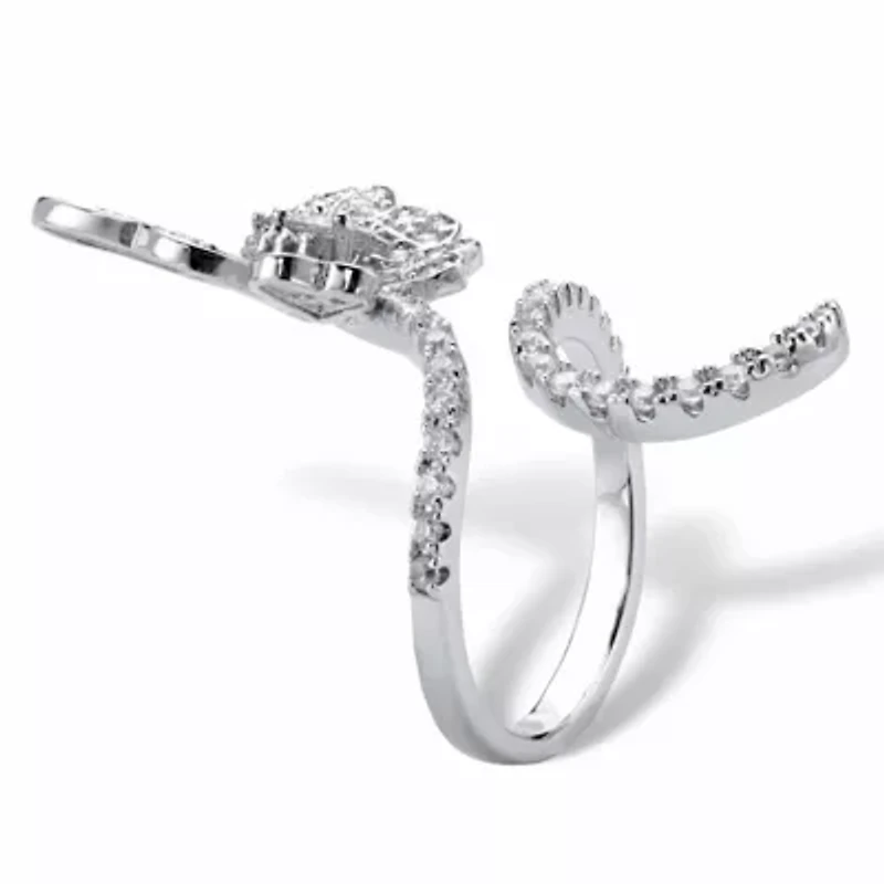 1.07 Cttw. Platinum-Plated Pear-Cut Cubic Zirconia Butterfly Wraparound Ring