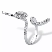 1.07 Cttw. Platinum-Plated Pear-Cut Cubic Zirconia Butterfly Wraparound Ring