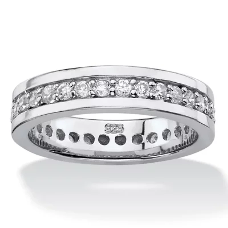 .80 TCW Round Cubic Zirconia Platinum-plated Silver Eternity Channel Ring