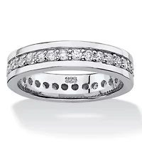 .80 TCW Round Cubic Zirconia Platinum-plated Silver Eternity Channel Ring