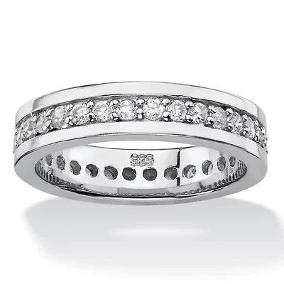 .80 TCW Round Cubic Zirconia Platinum-plated Silver Eternity Channel Ring