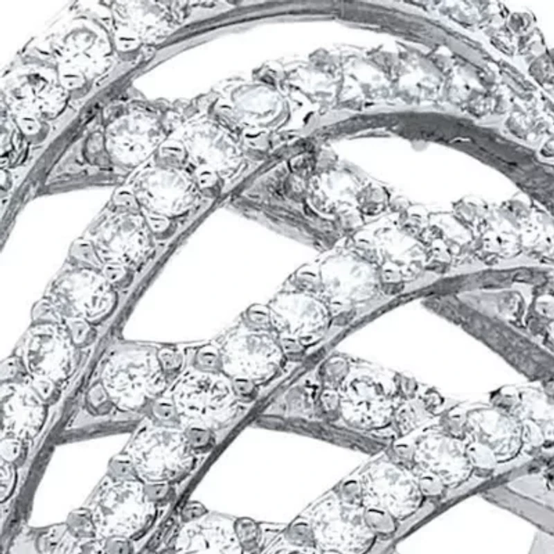 3.58 TCW Round Cubic Zirconia Platinum-Plated Elongated Ring