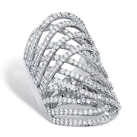 3.58 TCW Round Cubic Zirconia Platinum-Plated Elongated Ring