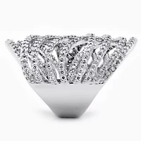 3.58 TCW Round Cubic Zirconia Platinum-Plated Elongated Ring