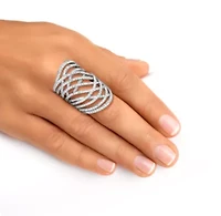 3.58 TCW Round Cubic Zirconia Platinum-Plated Elongated Ring