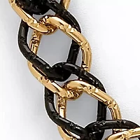 Yellow Goldtone Black-Ruthenium-Plated Curb-Link Necklace 19"