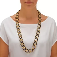 Yellow Goldtone Black-Ruthenium-Plated Curb-Link Necklace 19"