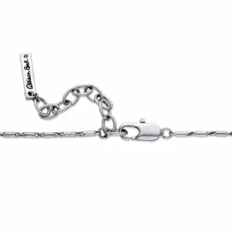 Champagne and Aquamarine Crystal Silvertone Barrel-Link Bib Necklace 17"-19"