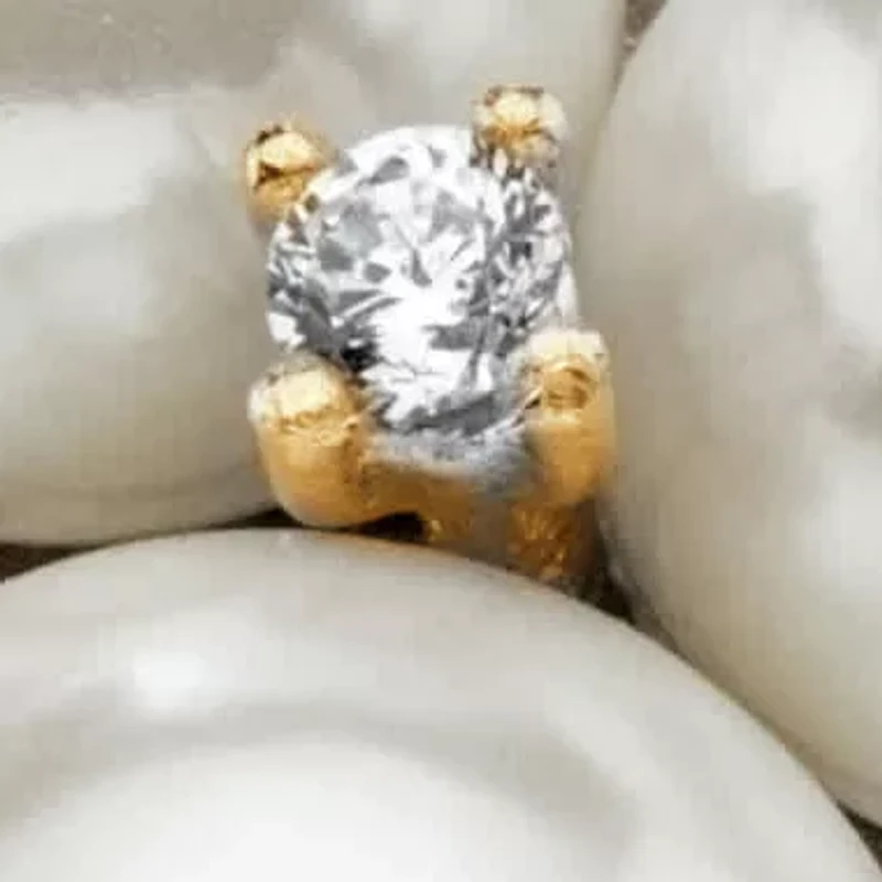 1.84 Cttw. Round 14k Gold-plated Silver Simulated Pearl and CZ Cluster Ring