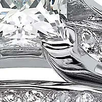 1.88 TCW Princess-Cut CZ Platinum-plated Sterling Silver 2-Piece Bridal Ring Set