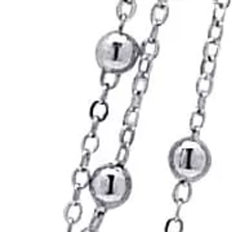 2 Piece Multi-Chain Beaded Station Necklace and Drop Earrings Set Goldtone