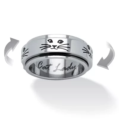 Cat Lady Spinner Ring Black IP Stainless Steel