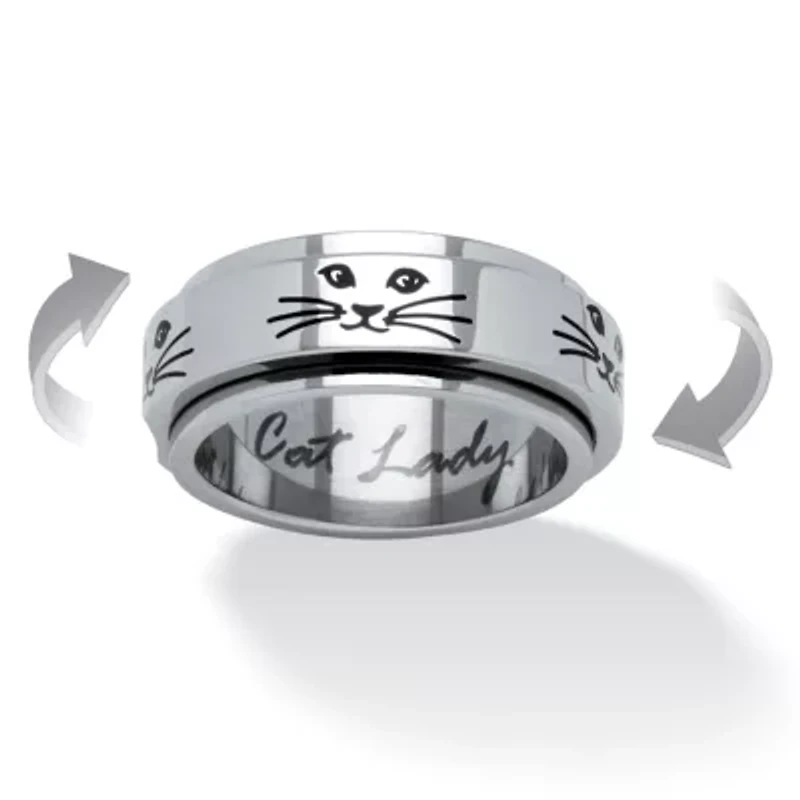 Cat Lady Spinner Ring Black IP Stainless Steel