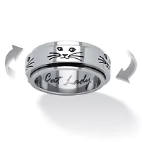 Cat Lady Spinner Ring Black IP Stainless Steel