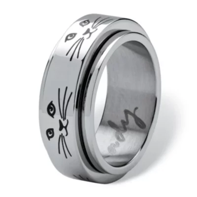 Cat Lady Spinner Ring Black IP Stainless Steel