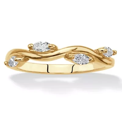 .40 Cttw. 18k Gold-Plated Marquise-Cut Cubic Zirconia Vine Ring