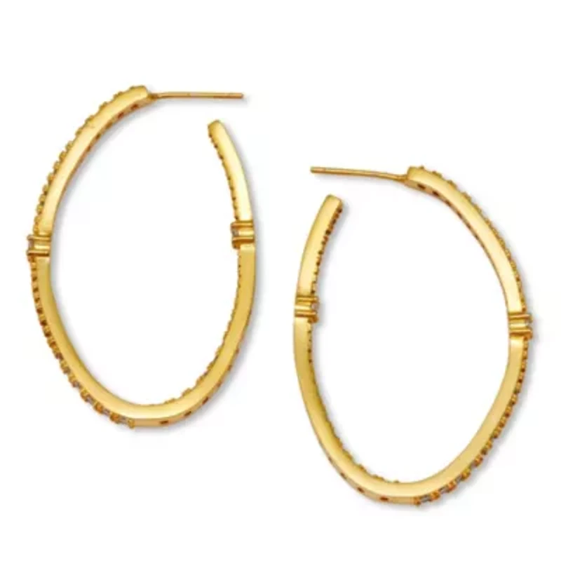 Round Crystal Goldtone Hoop Earrings, 46mm